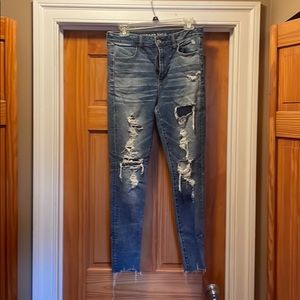 AE Super High Rise Distressed Jegging SZ 10